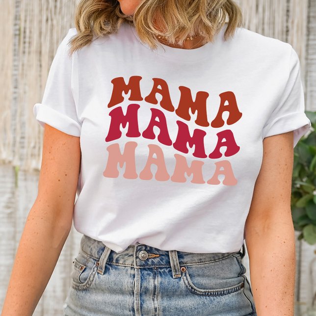 MAMA Wavy Schriftart Groovy Shirt (Motherhood, Mom Life, Mama Bear, Mommy Style, Parenting, Mother's Love, Family, Mom Fashion, Mother)