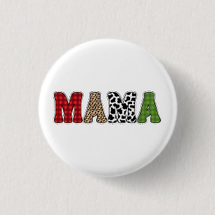 Mama Weihnachten Karomuster-Design Button