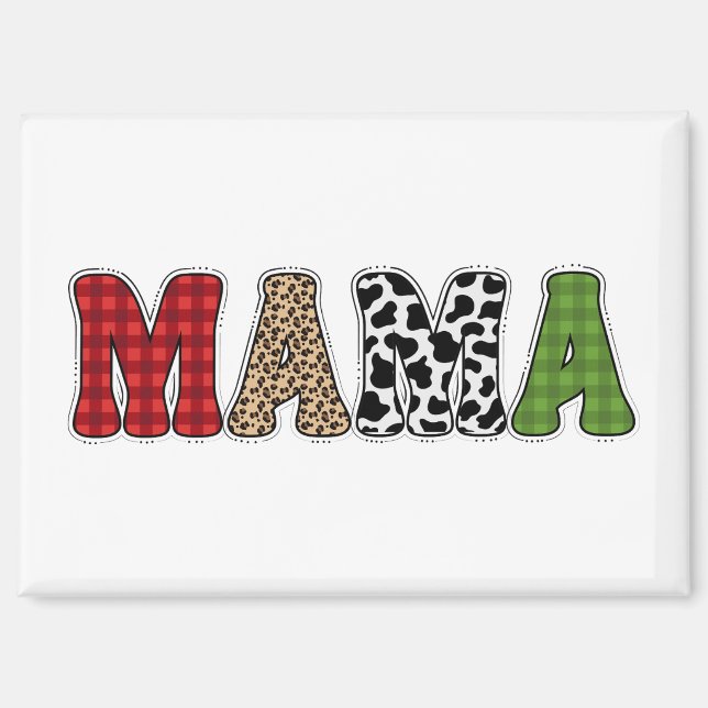 Mama Weihnachten Karomuster-Design Magnet (Vorderseite)