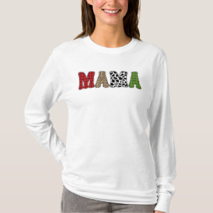Mama Weihnachten Karomuster Design T-Shirt