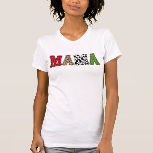 Mama Weihnachten Karomuster Design T-Shirt