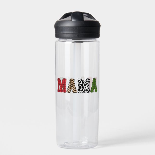 Mama Weihnachten Karomuster Design Trinkflasche (Vorderseite)