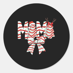 Mama Weihnachtsbaum Cake Muster Coquette Bow Xmas Runder Aufkleber