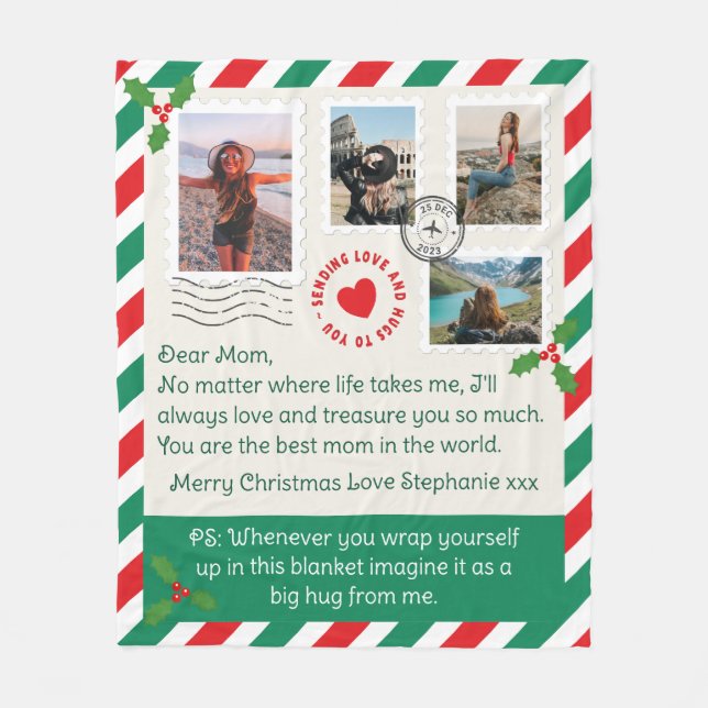 Mama Weihnachtsbrief Foto Collage Hug Fleecedecke (Vorderseite)