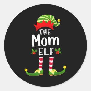 Mama Weihnachtself passendes Schlafanzug X-mas Par Runder Aufkleber
