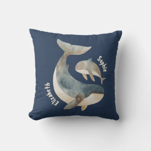 Mama Whale Individuelle Name Navy Blue Mother Day Kissen
