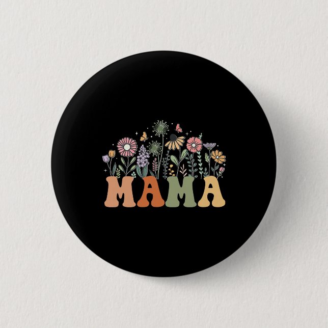Mama Wildflower Floral Birthday Baby Shower New Ma Button (Vorderseite)