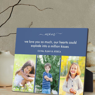 Mama Wir Liebe Sie Gedicht 3 Foto Blau und Elfenbe Fotoplatte