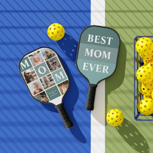 Mama Wir Liebe Sie   Moderner 8-Foto-Farbblock Pickleball Schläger