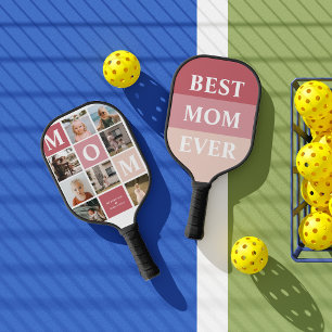 Mama Wir Liebe Sie   Moderner 8-Foto-Farbblock Pickleball Schläger