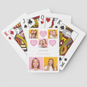 Mama wir lieben dich Kinder Namen Fotocollage Herz Spielkarten