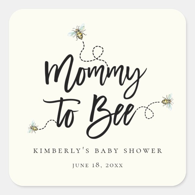 Mama wird Baby-Dusche Quadratischer Aufkleber (Vorderseite)
