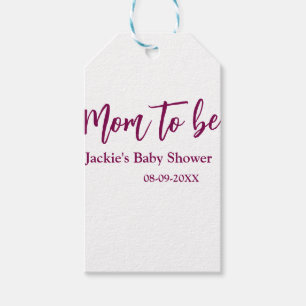Mama-wird-Baby-Party-Name-Datum-rosa-einfach-minim Geschenkanhänger
