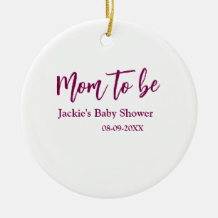 Mama wird Babyparty Name Datum rosa einfach minima Keramik Ornament