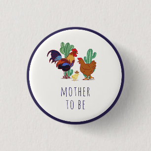 Mama-wird-Esel-Kaktus-Hahn-Huhn-Baby-Party Button