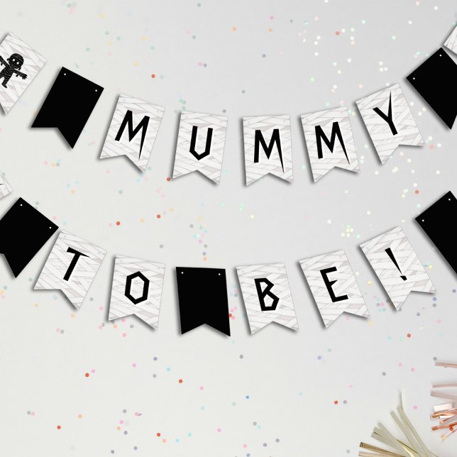 Mama wird Halloween-Kinderdusche Wimpelkette (Mummy to Be Halloween Baby Shower Bunting Flags
)