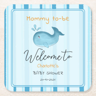 Mama wird süße Wal Baby-Party Rechteckiger Pappuntersetzer