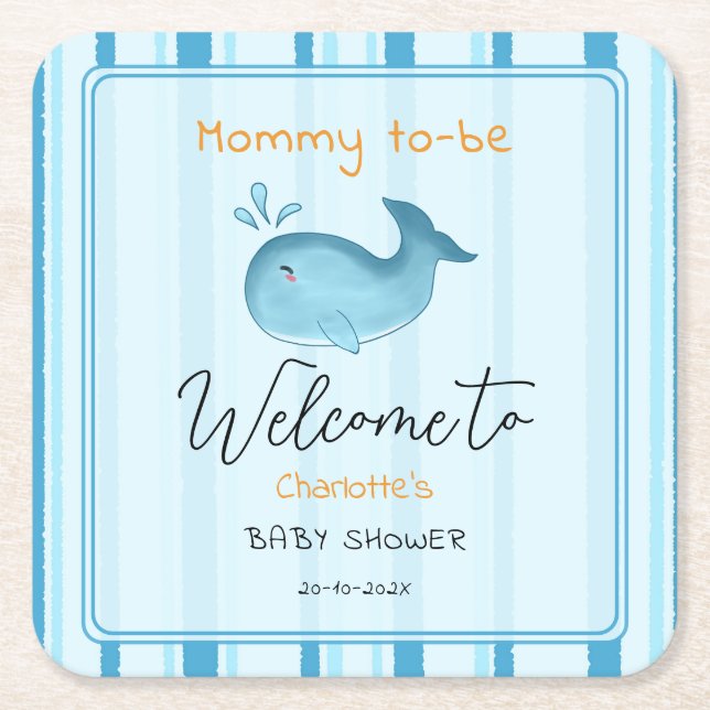 Mama wird süße Wal Baby-Party Rechteckiger Pappuntersetzer (Vorderseite)