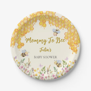 Mama wird zur süßen Honigbiene Blumen-Baby-Party Pappteller