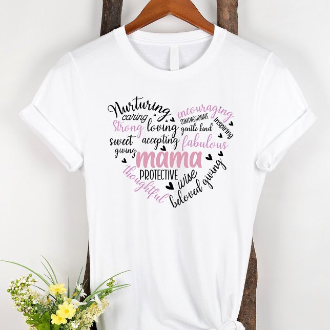 Mama Word Cloud Pink und Black Heart Mutter T-Shirt (Von Creator hochgeladen)