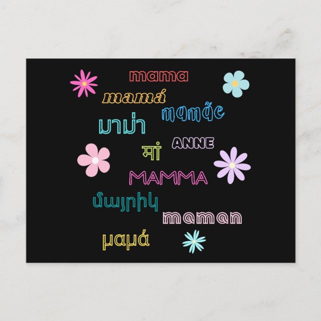 Mama Word in verschiedenen Sprachen International Postkarte (Vorderseite)