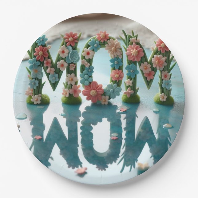 Mama Wow Verziert Floral Pappteller (Vorderseite)
