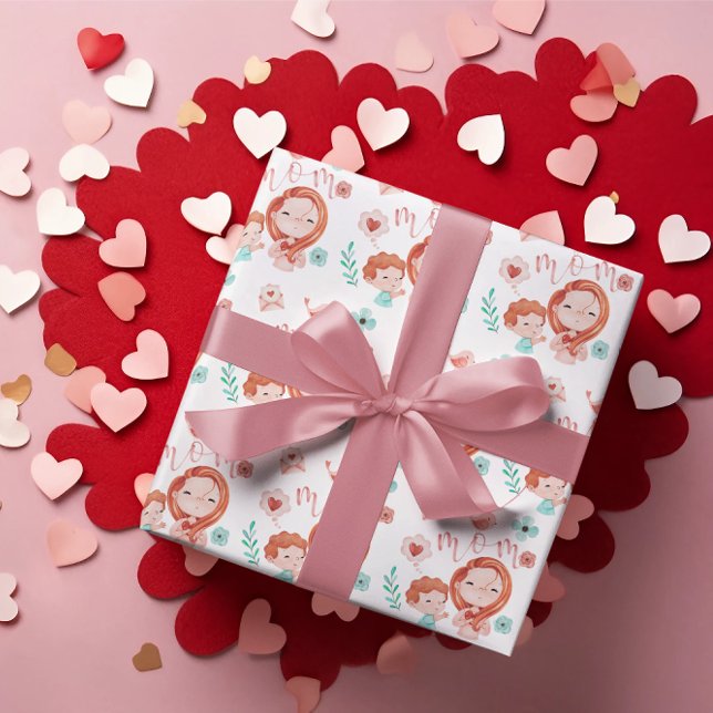 Mama Wrapping Paper Flat Sheet Set 3 Geschenkpapier Set (Celebrate mom this Valentine's Day with these cute watercolor wrapping paper sheets! )