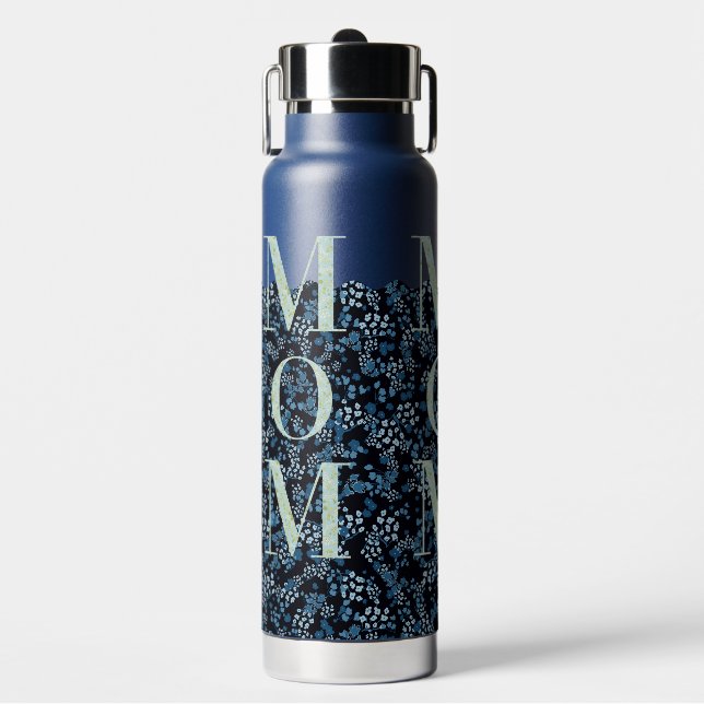 Mama Yoga Pilates blue und aqua Trinkflasche (Vorderseite)