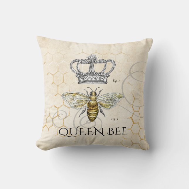 Mama Zitat Queen Bee Monogram Kissen (Vorderseite)