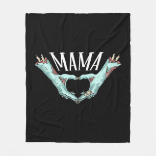 Mama Zombie Hand Heart Halloween Kostümfamilie Ma Fleecedecke