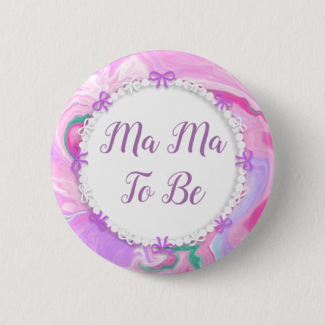 Mama zu Baby-Dusche pink & Lila Button (Vorderseite)