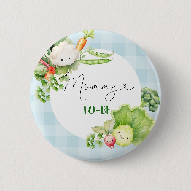Mama zu Gemüse blau lokal angebautes Baby Button (Vorderseite)