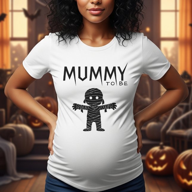 Mama zu Halloween Baby Dusche Mama White T-Shirt (Mummy to be Halloween baby shower shirt for mother)