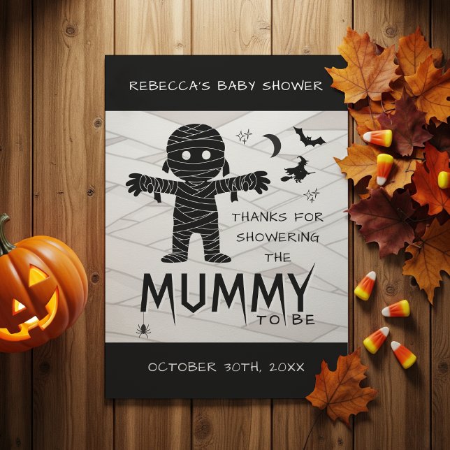 Mama zu Halloween Baby ShowFoto Dankeskarte (Mummy to Be Halloween Baby Shower Photo Thank You Card
)