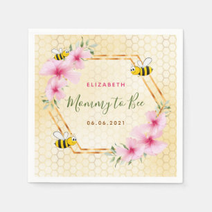 Mama zu Honigwabendusche Rosa Blumen Babydusche Serviette