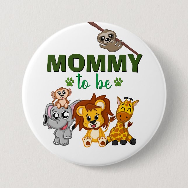 Mama zu Mama Jungle Safari TierBaby-Dusche Button (Vorderseite)