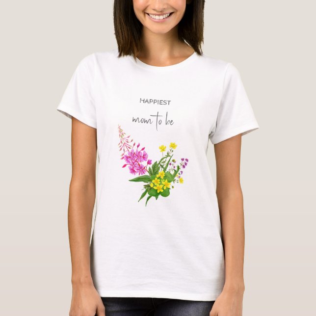 Mama zu sein adäquate Wildblume Skript gelb rosa T-Shirt (Vorderseite)