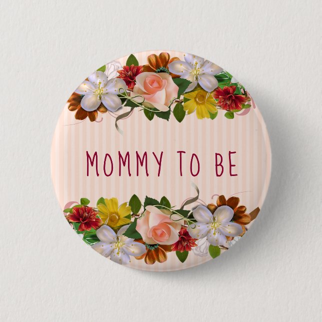Mama zum Baby-Showbutton Bloral Chic Button (Vorderseite)