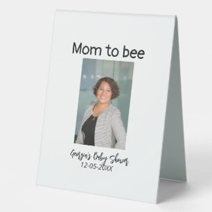 Mama zum Bienen-Foto-Name Baby Shower Datum Tischaufsteller