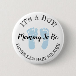 Mama zum Blue Footprints Baby Shootknopf Button