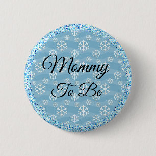 Mama zum Blue Winter Snowflake Baby Button