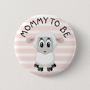 Mama zum Lamb Pink Girl's Baby Shower Button