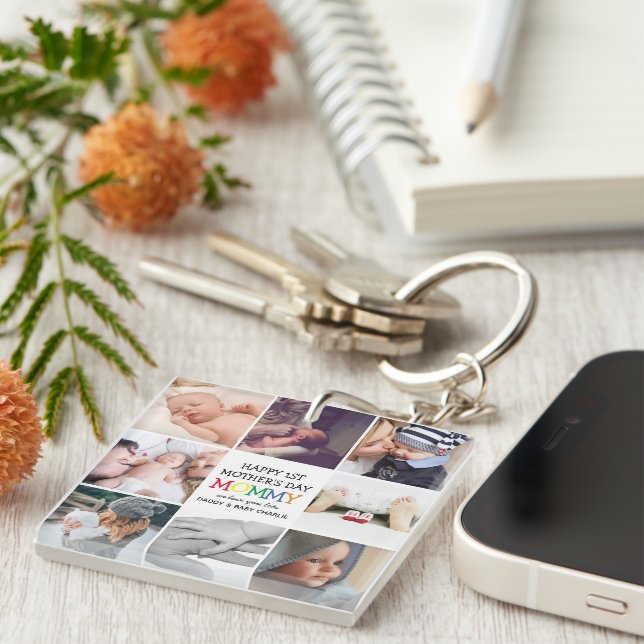 Mama zum niedlichen Muttertag| FotoCollage Schlüsselanhänger (Vorderseite rechts)