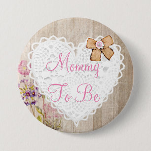 Mama, zum Shabby Chicblumenbabydusche Knopf zu Button