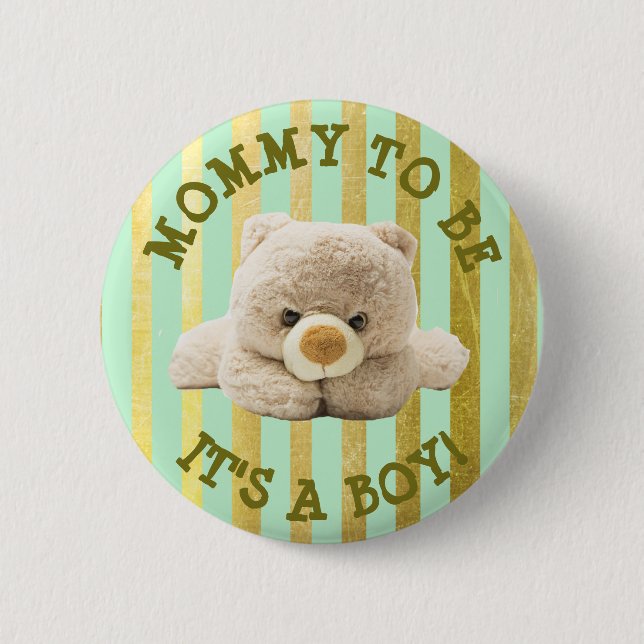 Mama zum "Teddy Bear" Geen Baby Showknopf Button (Vorderseite)