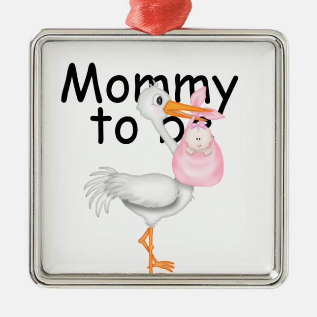 Mama zum zu sein. Mutterschaftsstorch Silbernes Ornament (Vorne)