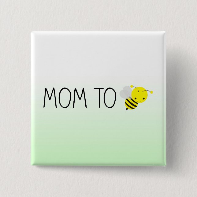 Mama zum zu sein, niedliches Hummel-Grün/Gelb Button (Vorderseite)