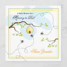 Mama zur Bienen-Babyparty-Einladung