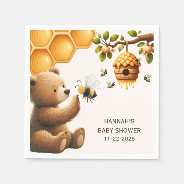 Mama zur Bienenbraun-Babydusche Serviette (Vorderseite)
