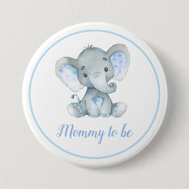 Mama zur Junge Mutter Elephant Baby Boy Shower Blu Button